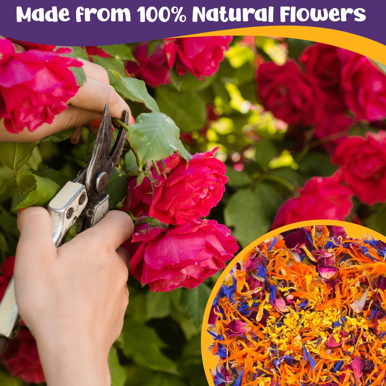Fangkic soap making floral decor adds natural color and fragrance.