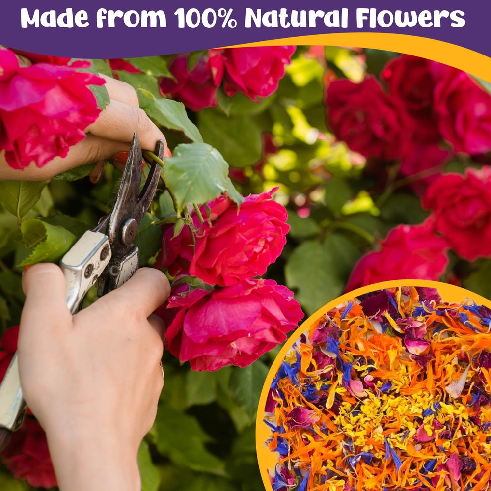 Fangkic soap making floral decor adds natural color and fragrance.