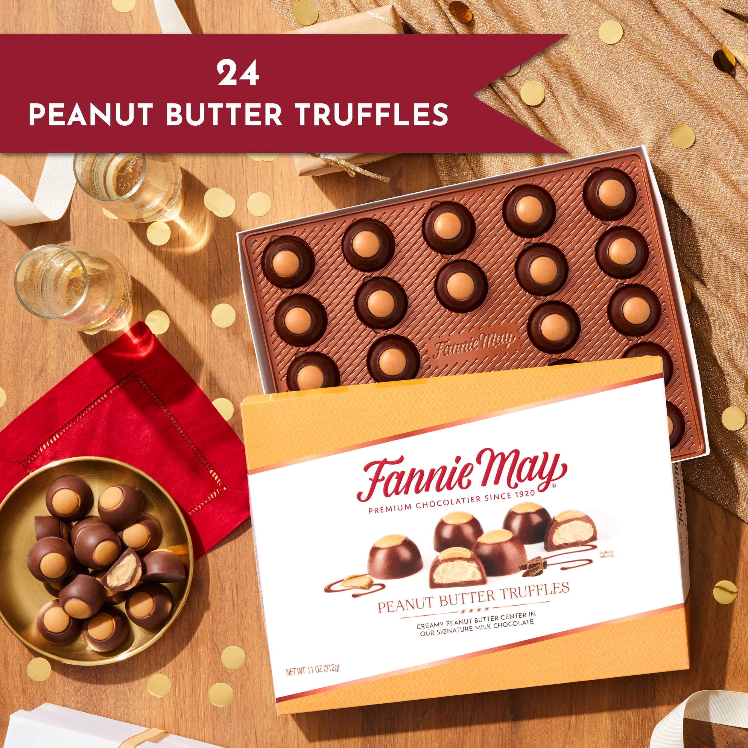 Close-up of smooth milk chocolate shell surrounding rich peanut butter.