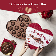 Fannie May heart-shaped gift box—elegant Valentine presentation