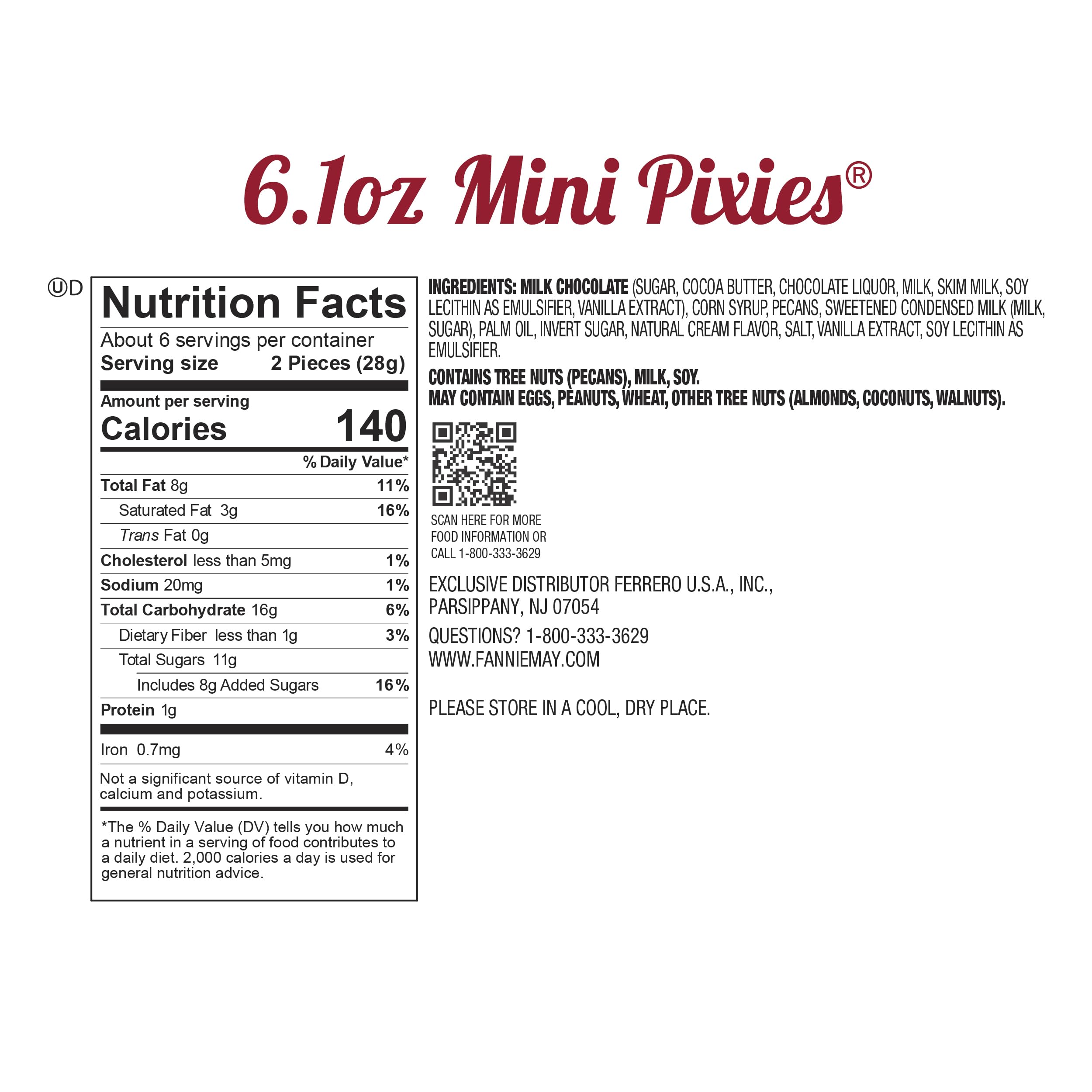 Fannie May Mini Pixies milk chocolate coating—creamy texture in every bite