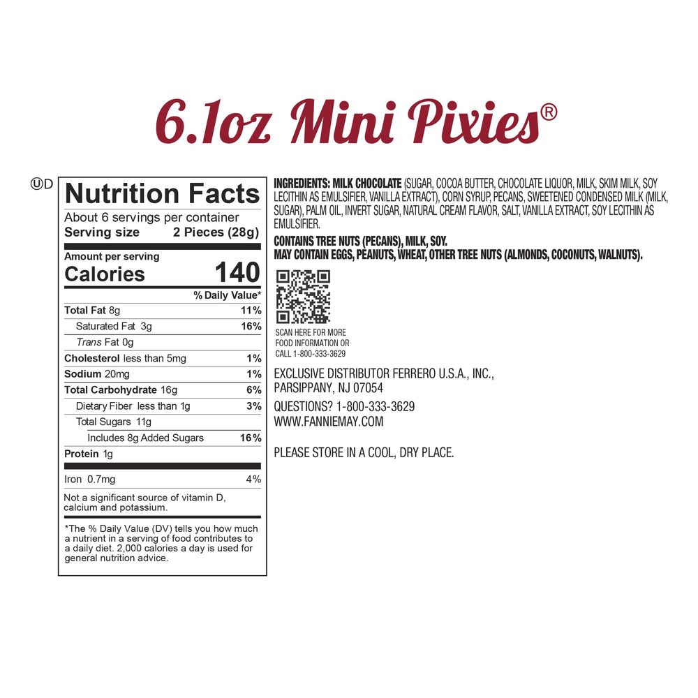 Fannie May Mini Pixies milk chocolate coating—creamy texture in every bite