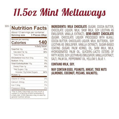 Mint Meltaways green pastel confections coated in milk chocolate for a refreshing bite.