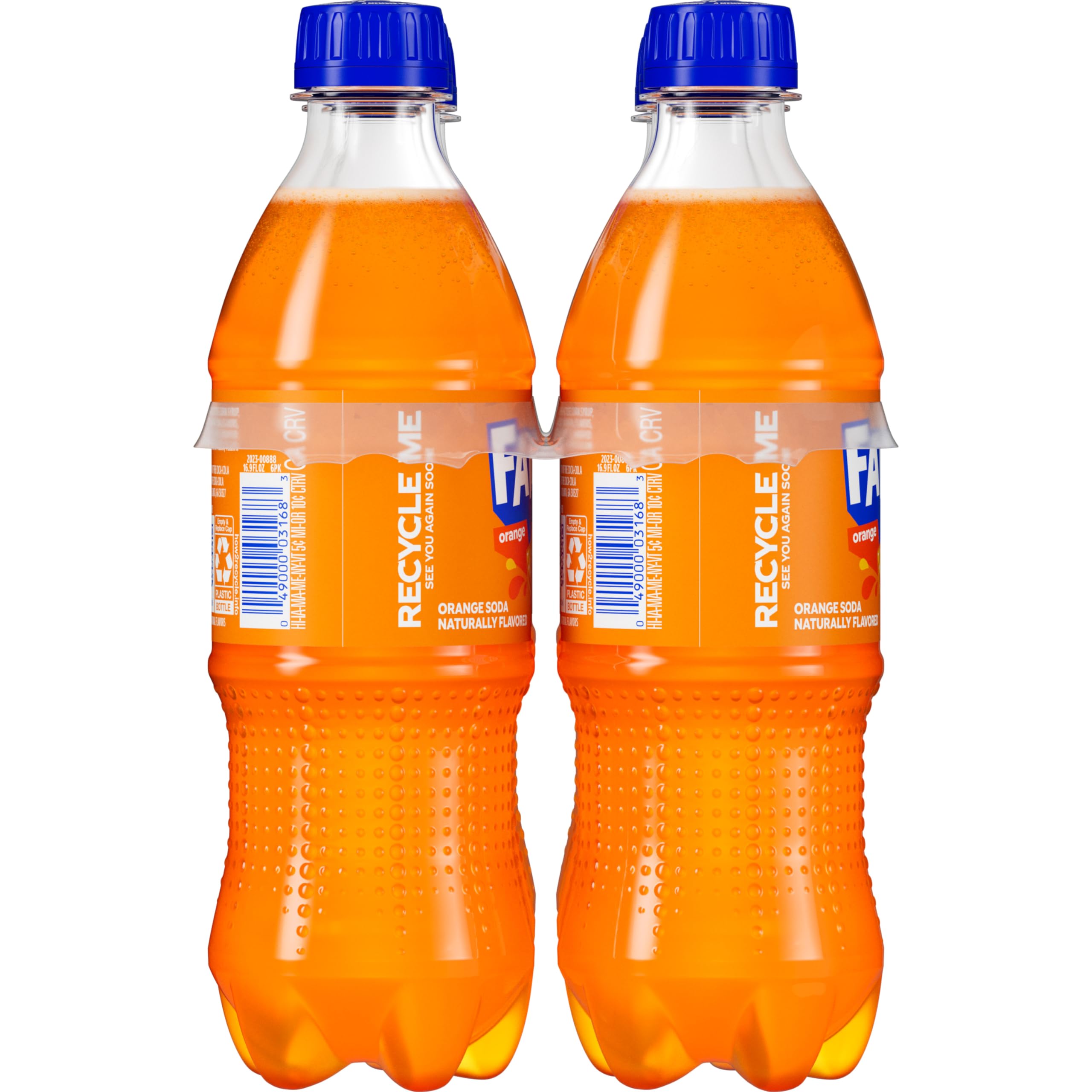 Fanta Orange Soda label close-up highlighting iconic branding and citrus energy.