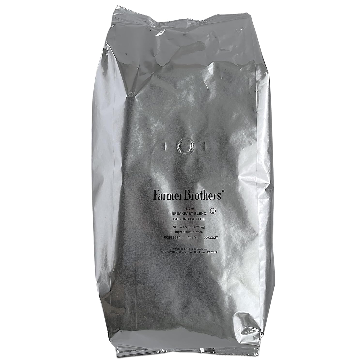 Farmer Brothers Breakfast Blend ground coffee in a 5 lb bag for dependable restaurant use.
