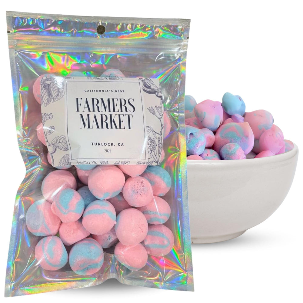 Farmers Market Cotton Candy Taffy resealable bag preserves freshness after opening.