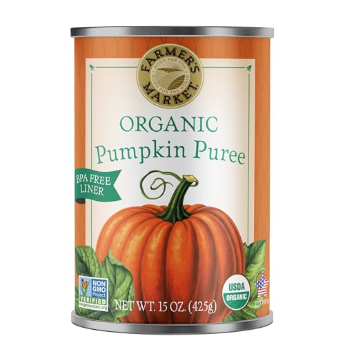 Smooth texture of Farmers Market Organic Pumpkin Puree showing single-ingredient base.