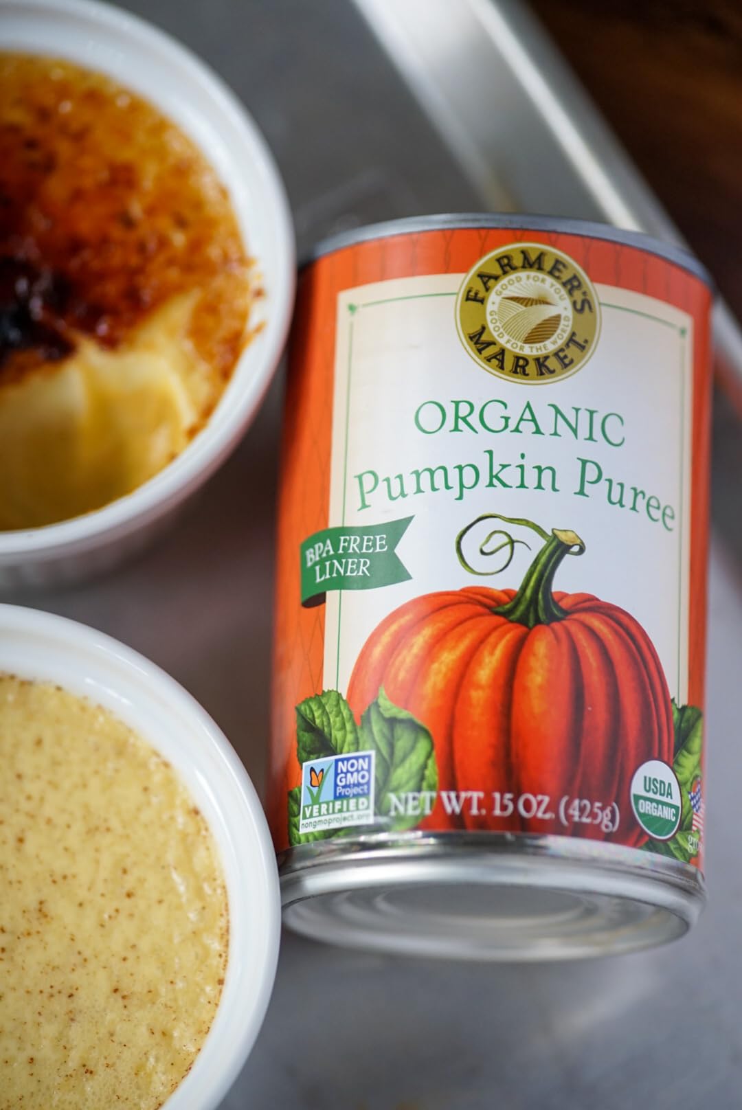 Pumpkin soup using Farmers Market Organic Pumpkin Puree as base.