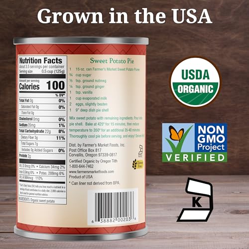 FARMER'S MARKET Organic Sweet Potato Puree 12-pack on display for family meals
