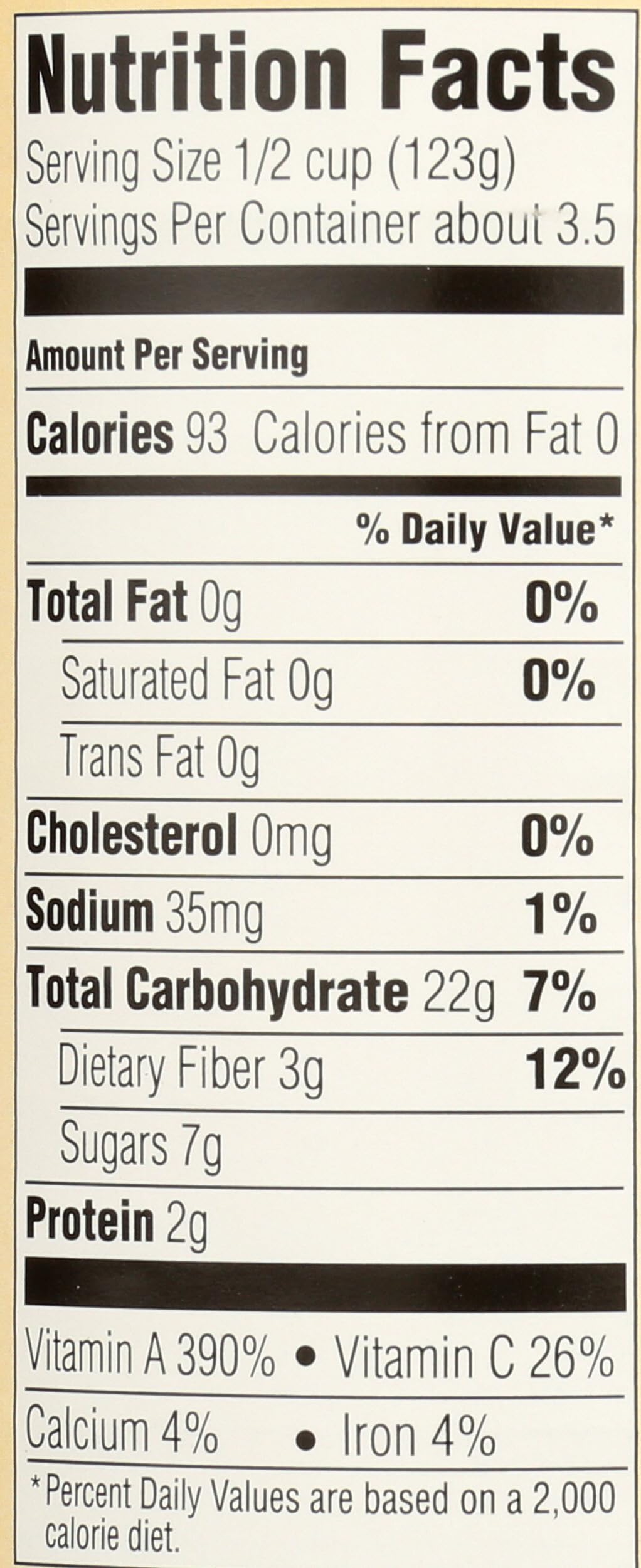 FARMER'S MARKET Organic Potato Sweet Puree ingredient panel with USA-grown potatoes
