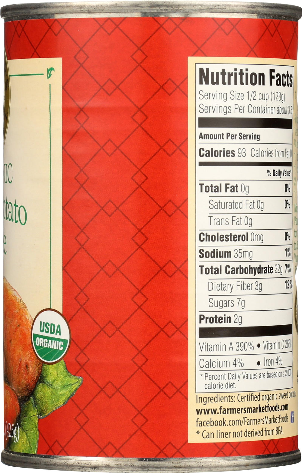 FARMER'S MARKET Potato Sweet Puree USA-grown product for wholesome meal prep