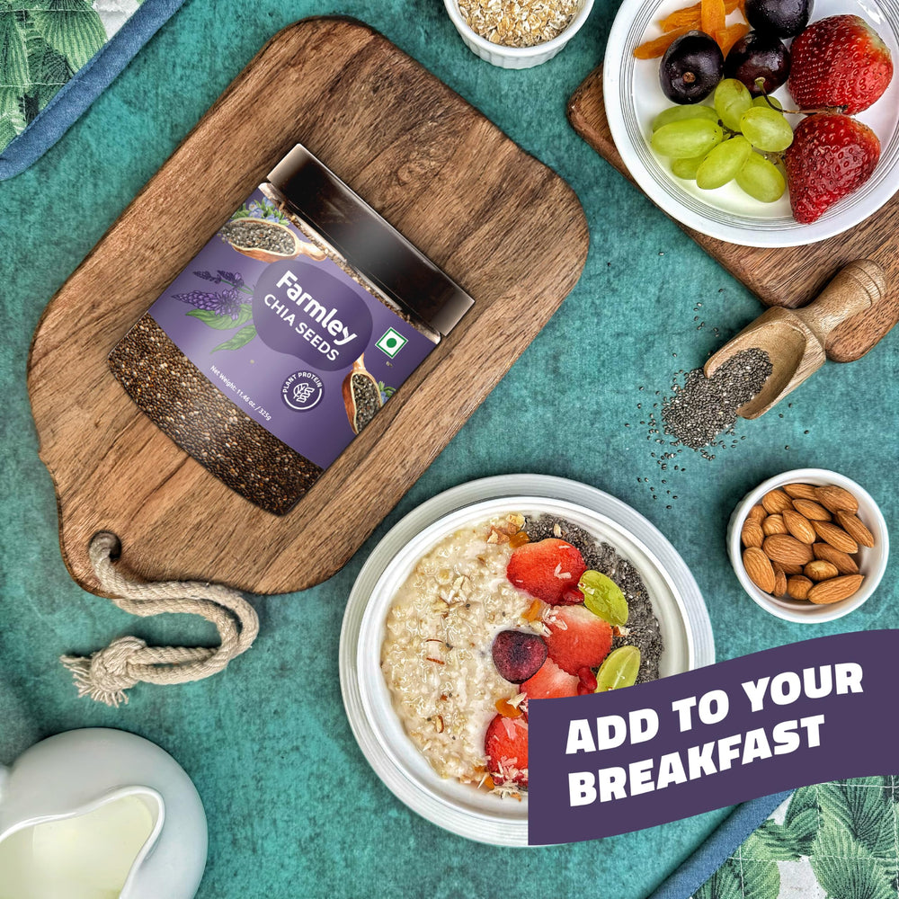Smoothie boost with Farmley chia seeds for protein and omega-3.