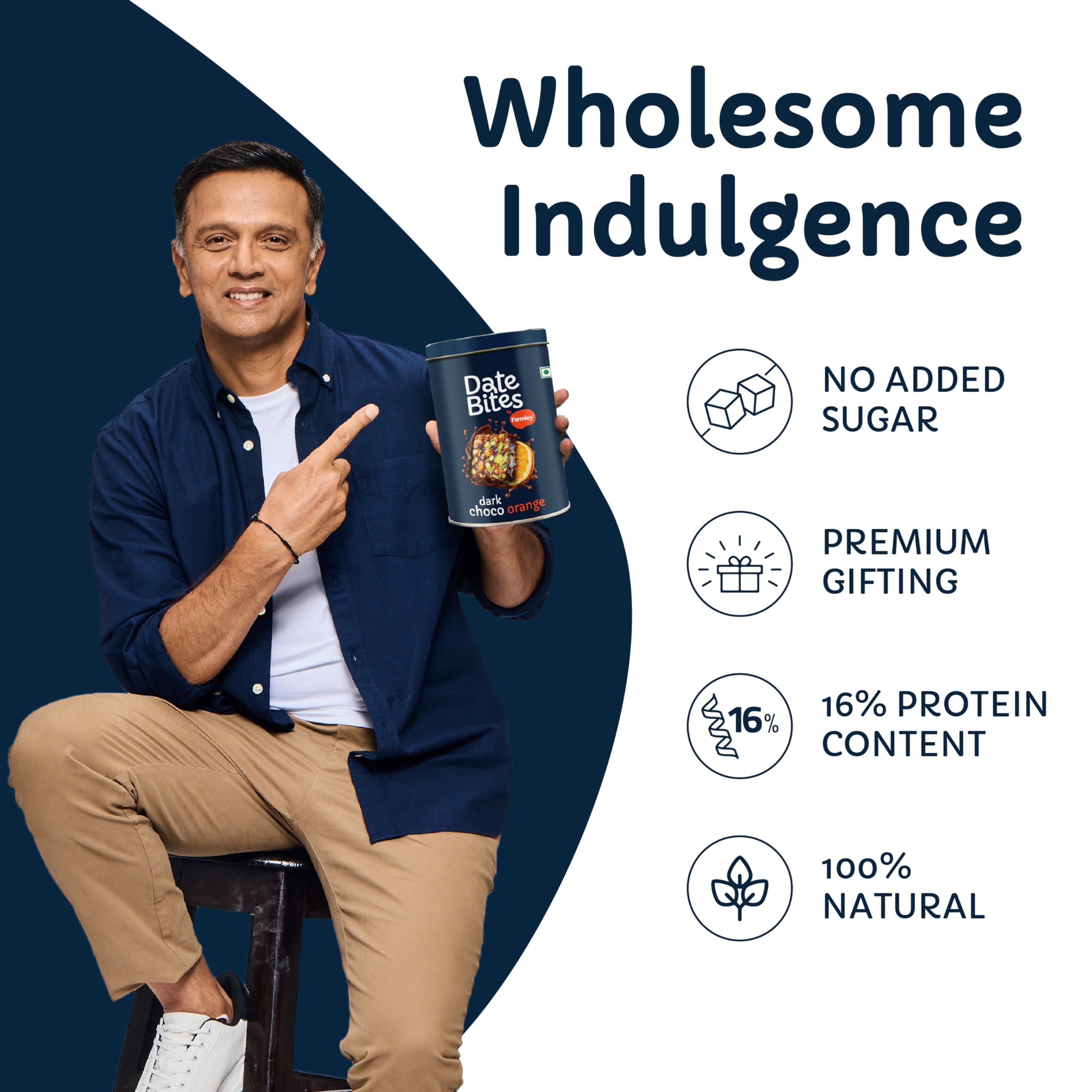 Farmley dates bar dark choco orange bite, a protein-packed snack for active moments