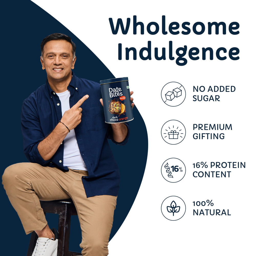 Farmley dates bar dark choco orange bite, a protein-packed snack for active moments