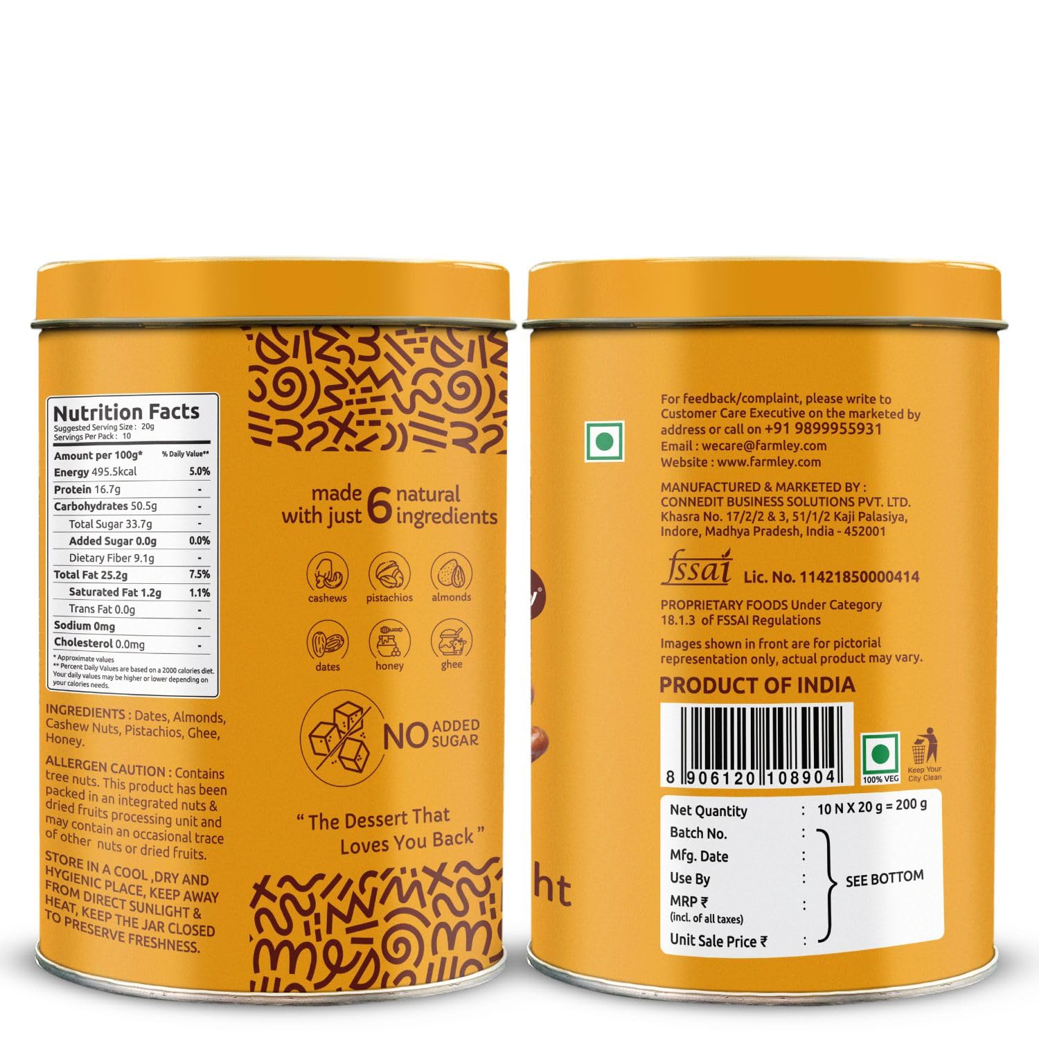Farmley resealable pouch, eco-friendly packaging and easy storage.