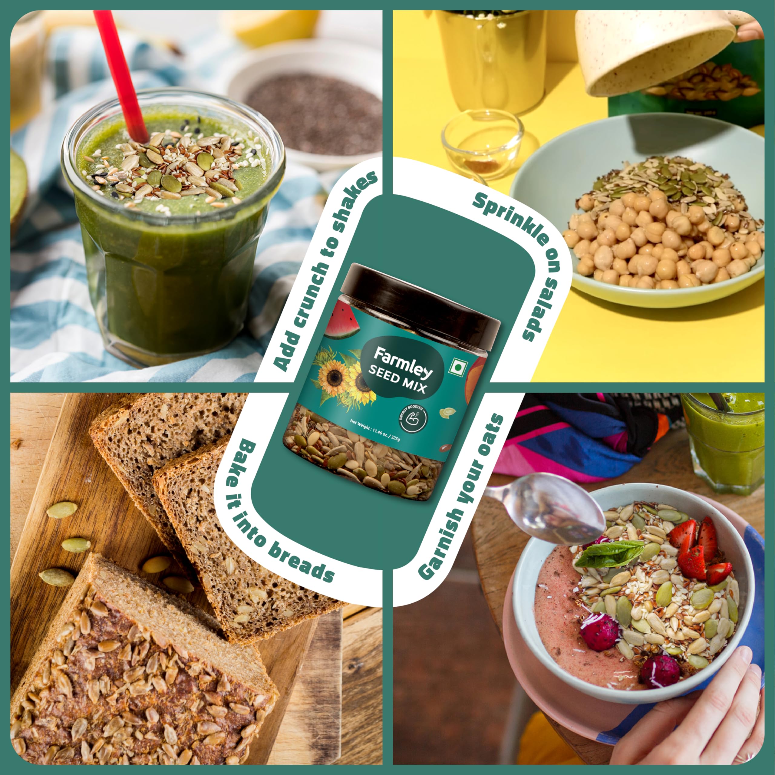 Farmley Seed Mix blended into smoothies for a natural nutrient boost.
