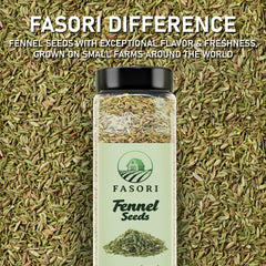 Closeup of Fasori fennel seeds aroma highlighting sweet scent.