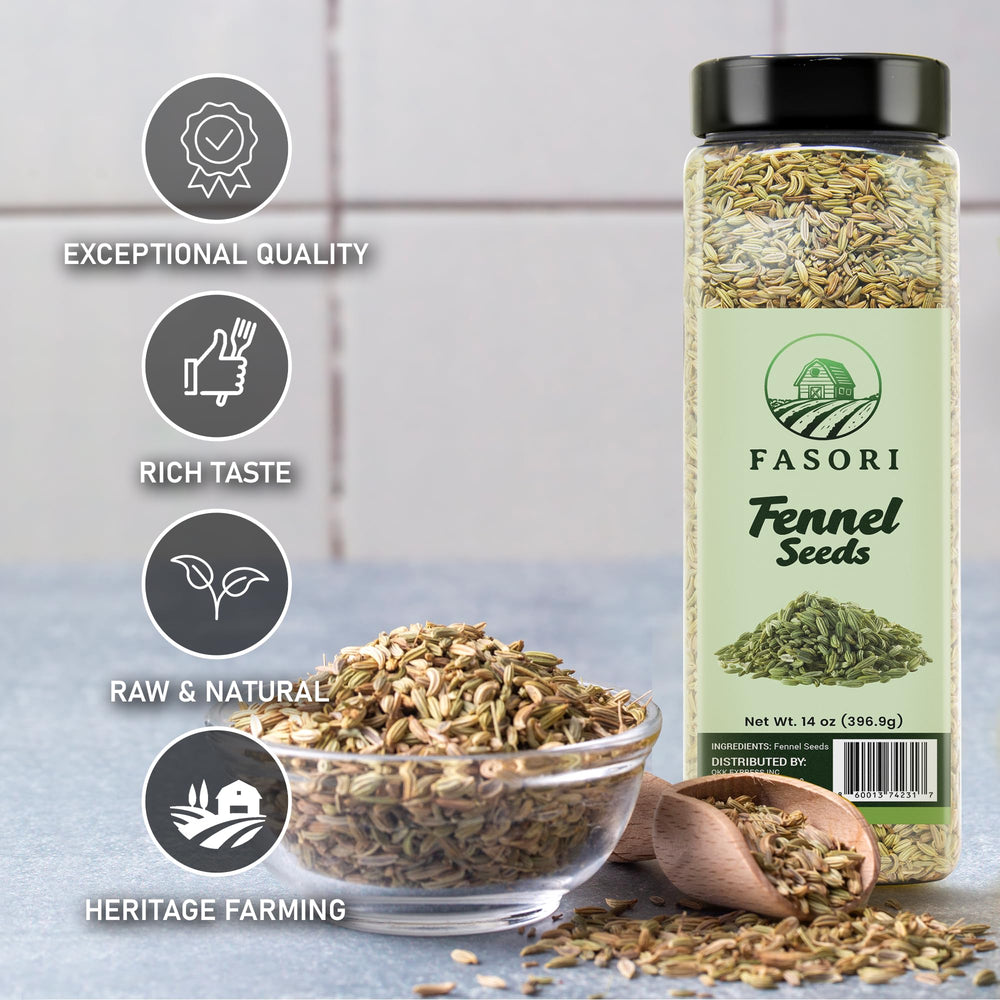 Fasori fennel seeds steeped in tea for a refreshing aroma.