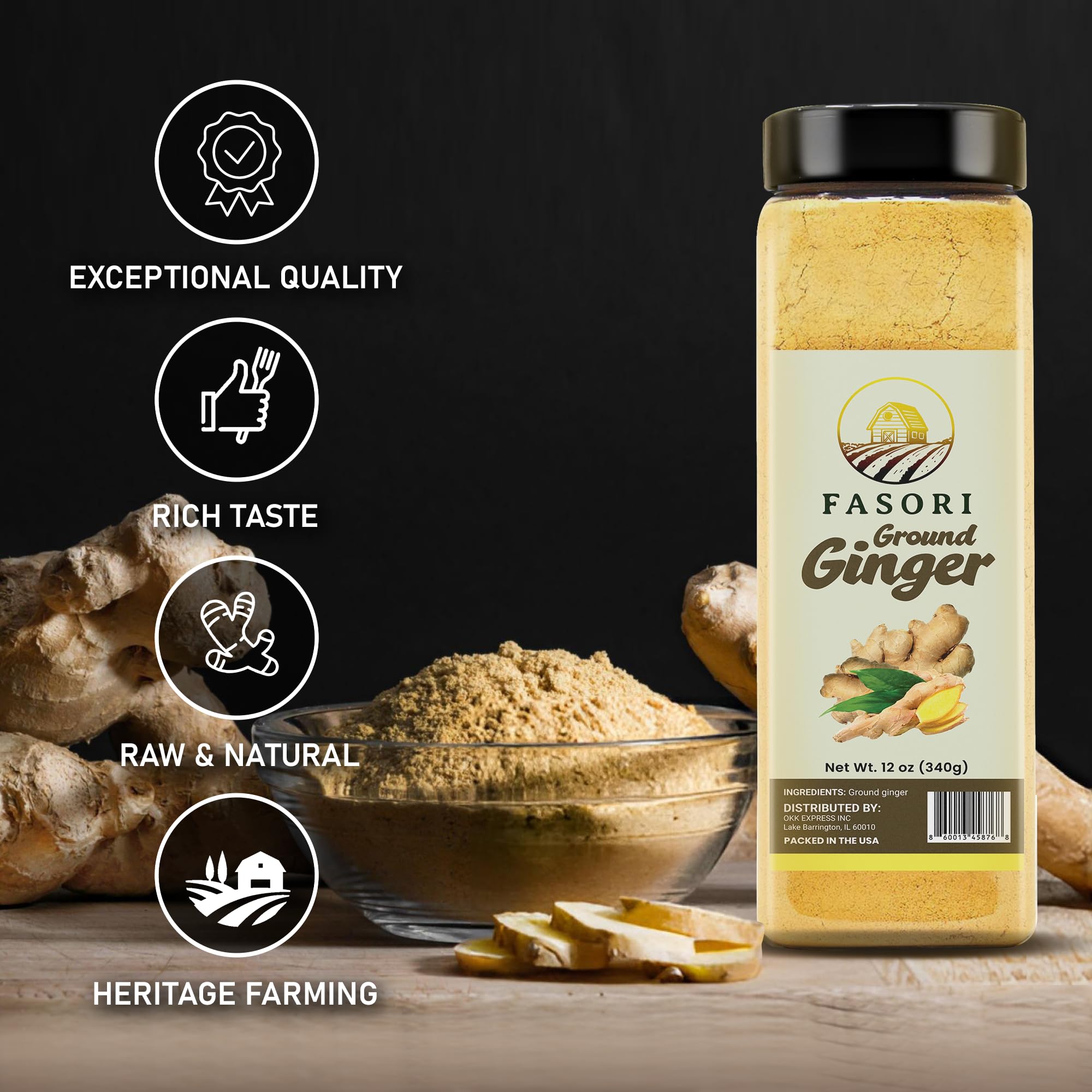 Fasori ground ginger powder added to chai tea for warm, fragrant notes