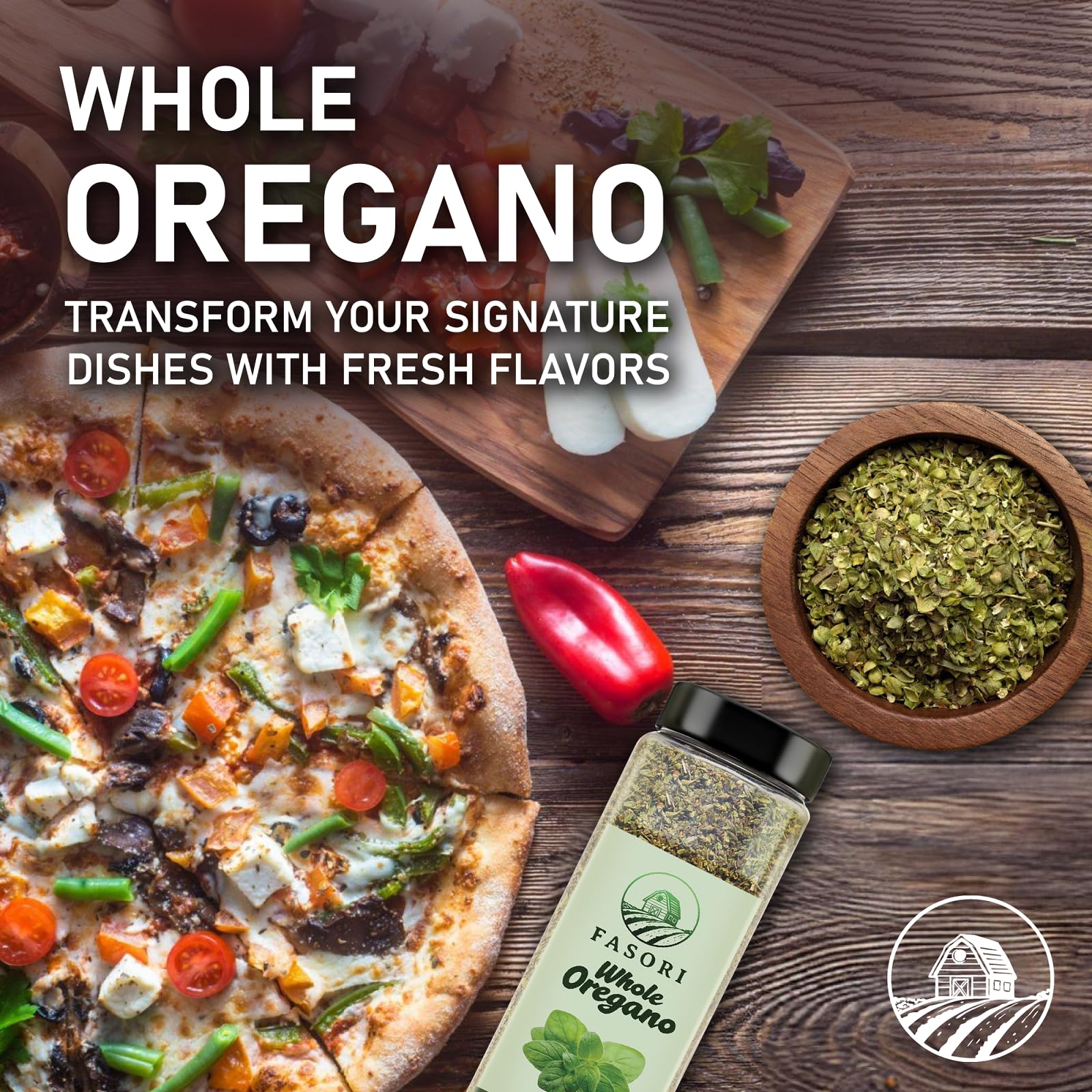 Fasori Oregano Mediterranean herb in pantry conveys everyday versatility