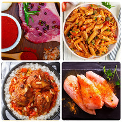 Spoon of Fasori smoked paprika powder over vegetables adds vibrant color