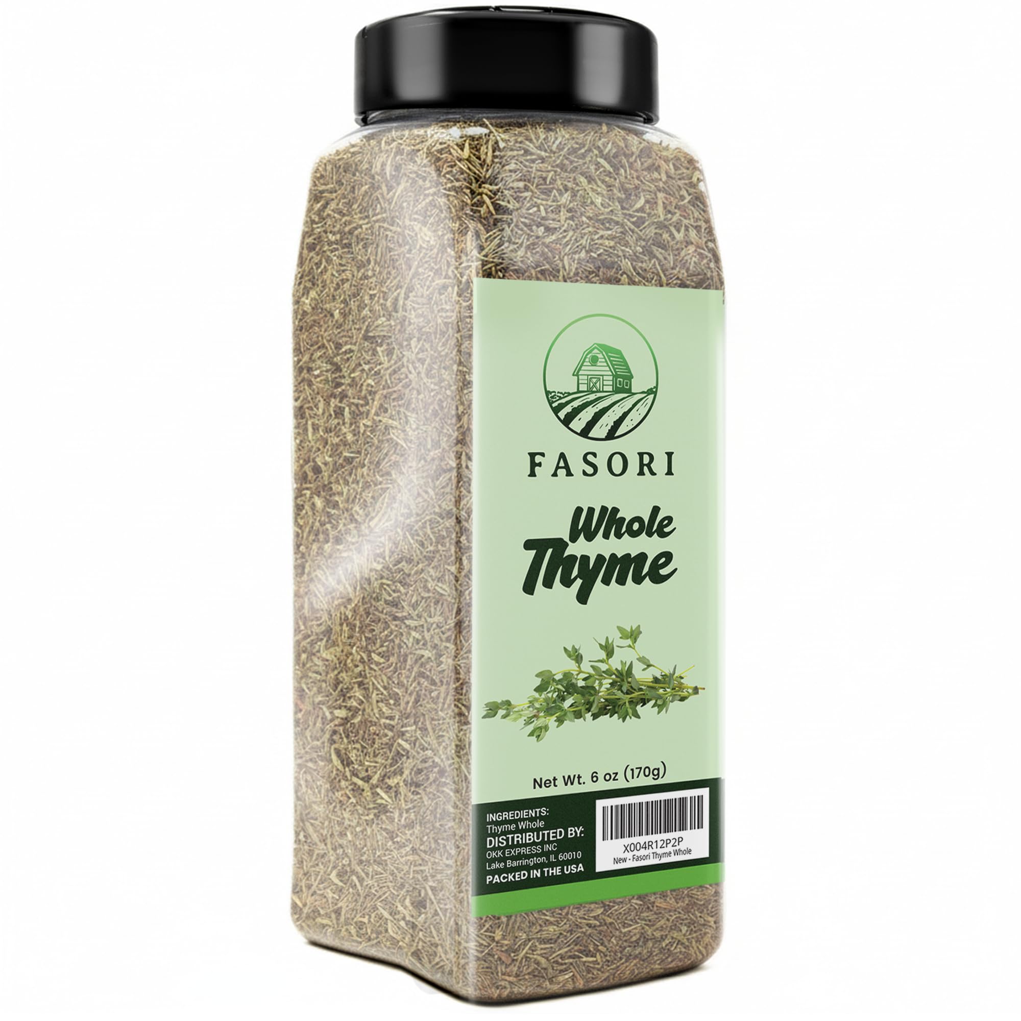 Fasori Thyme Leaves jar-front for premium dried thyme.