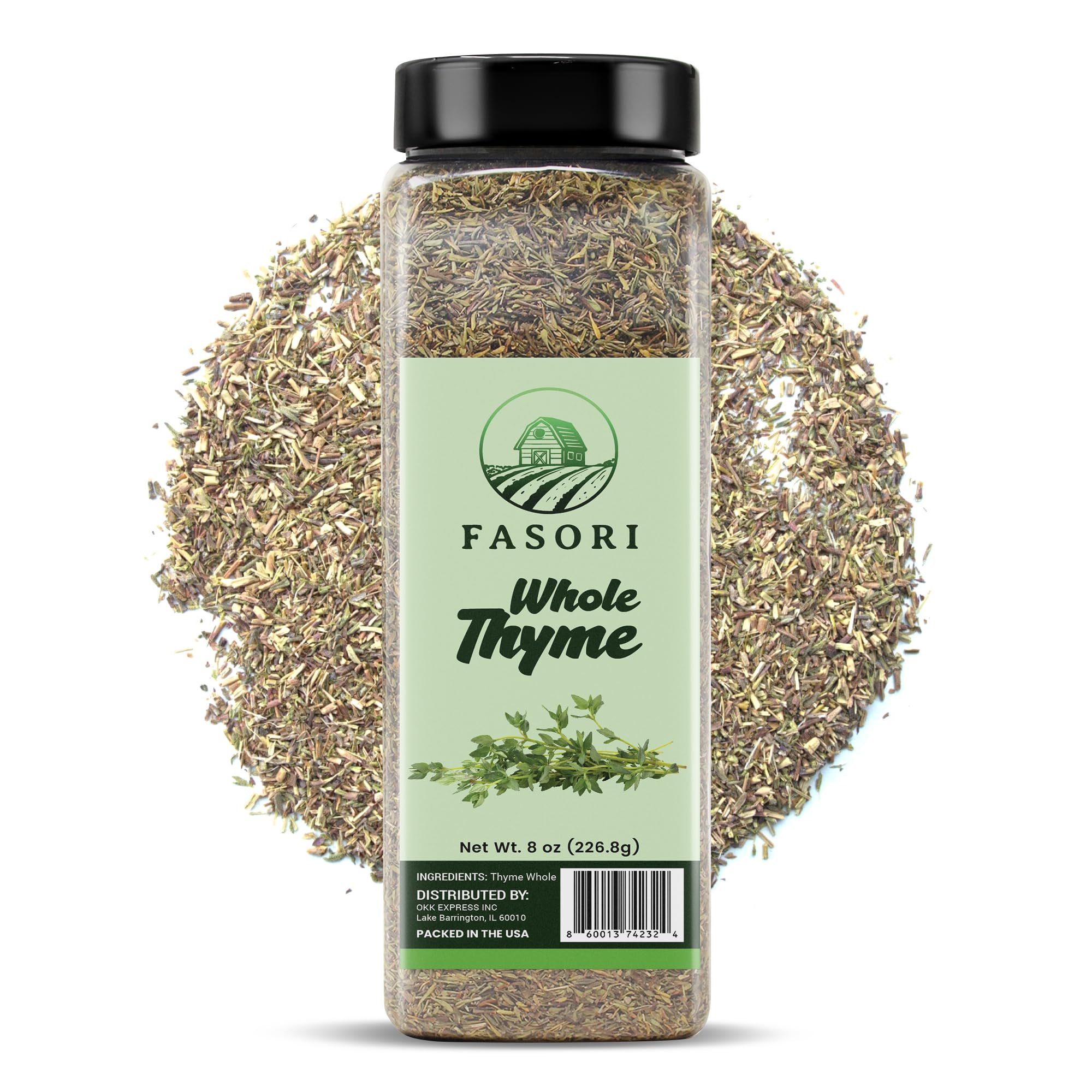 Fasori Thyme Leaves in resealable jar preserving aroma.