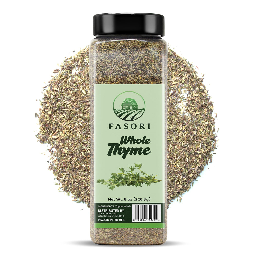 Fasori Thyme Leaves in resealable jar preserving aroma.