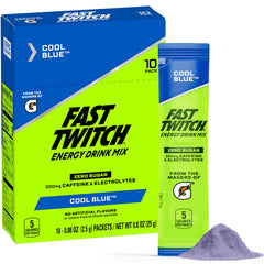 Fast Twitch Glacier Freeze box showing a 10-pack for quick hydration and energy.