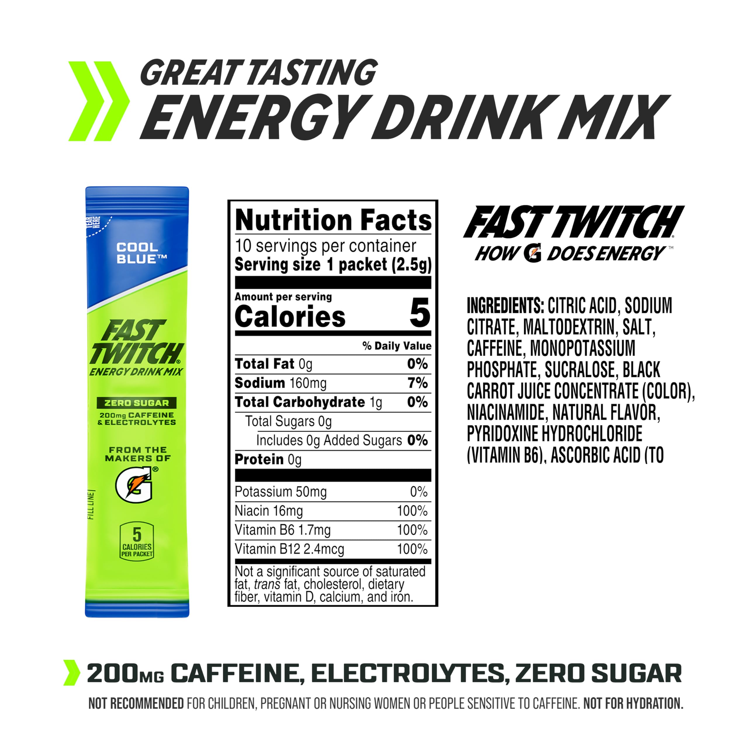 Fast Twitch Glacier Freeze packets ready to mix for on-the-go hydration.