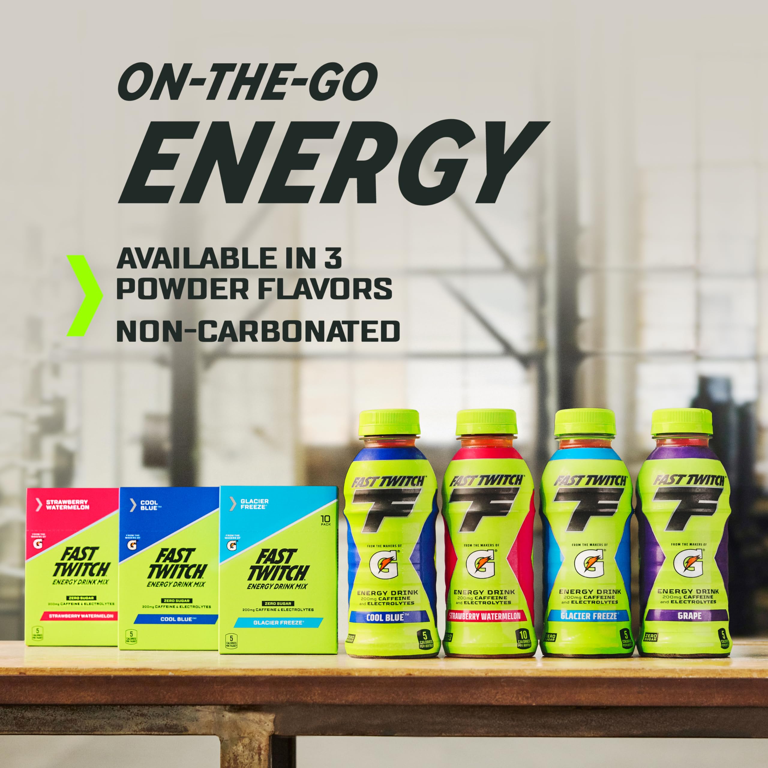 Fast Twitch nutrition label emphasizes zero sugar and caffeine.