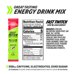 Fast Twitch Strawberry Watermelon packet shown for flavorful zero sugar hydration.