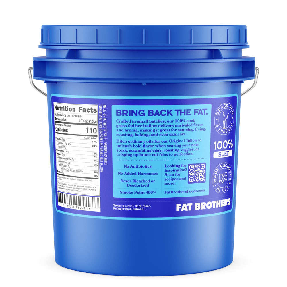 Fat Brothers tallow pail with airtight lid preserves freshness for long-term use