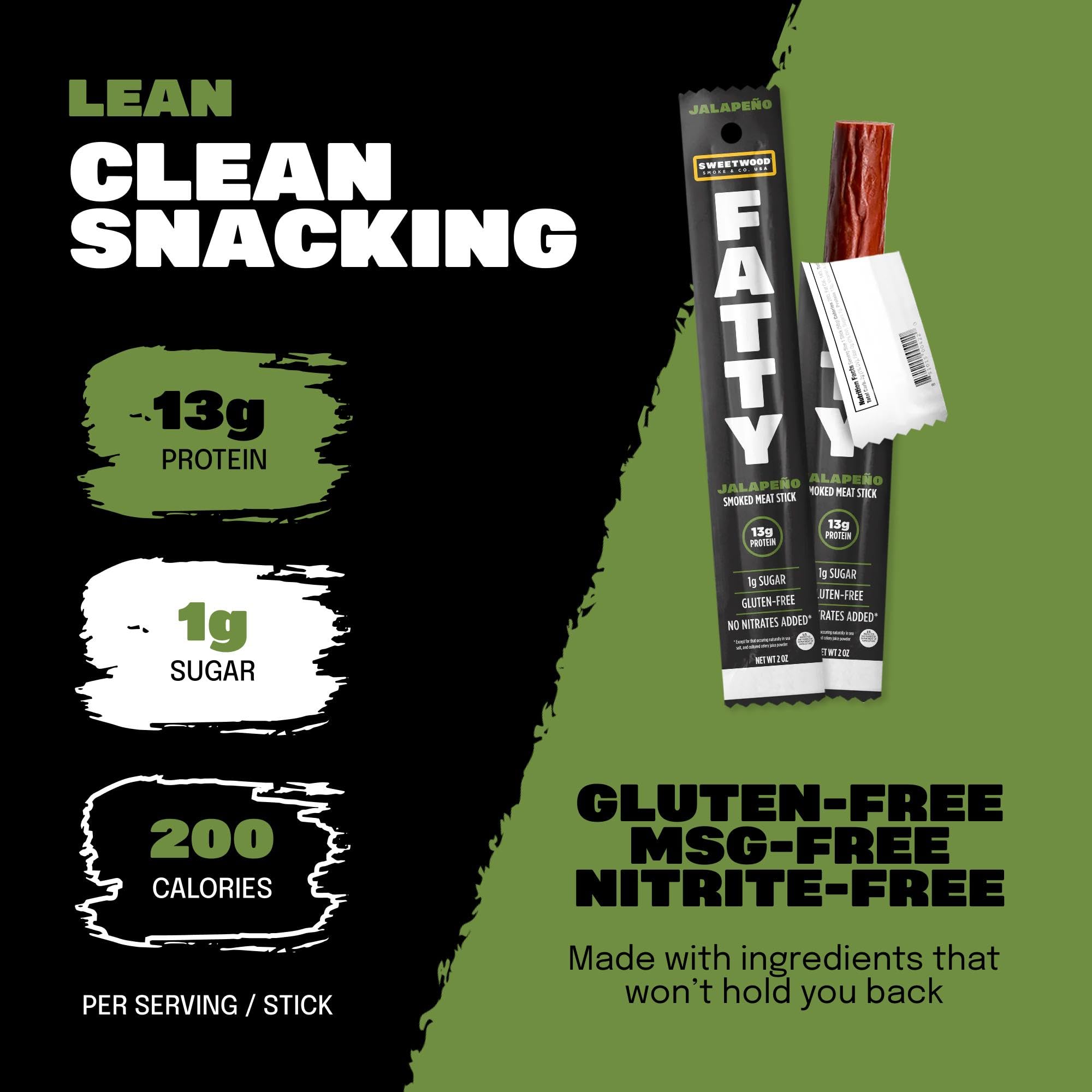 FATTY Meat Sticks ingredients close-up with grass-fed beef and antibiotic-free pork.