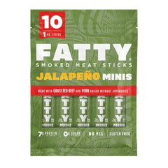 FATTY Jalapeño Mini Meat Sticks in 1oz pack for quick protein.