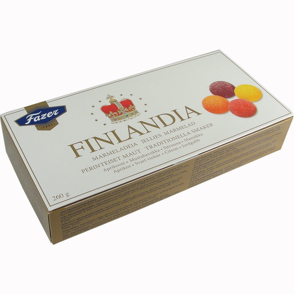 Fazer Finlandia Marmelade Jellies gift box packshot for gifting and sharing.