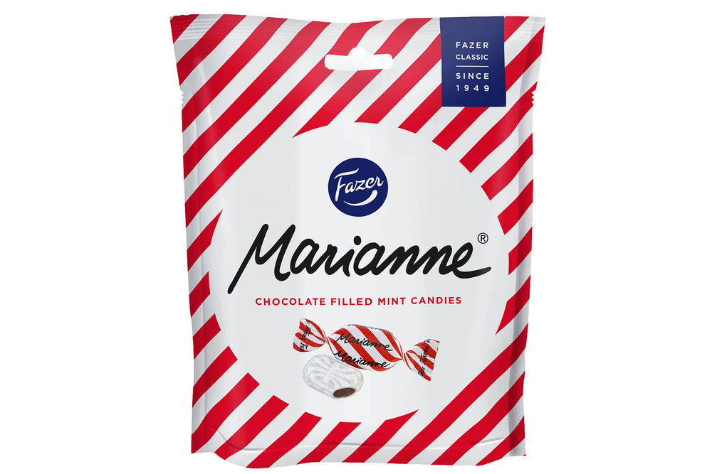 Fazer Marianne mint chocolate bag front view, 220 g, ready to share.