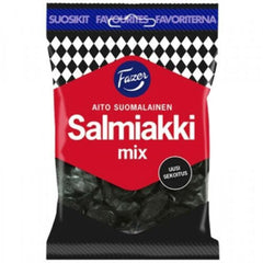 Fazer Salmiakki Mix bag front view, ideal salty licorice snack for Finnish flavor fans