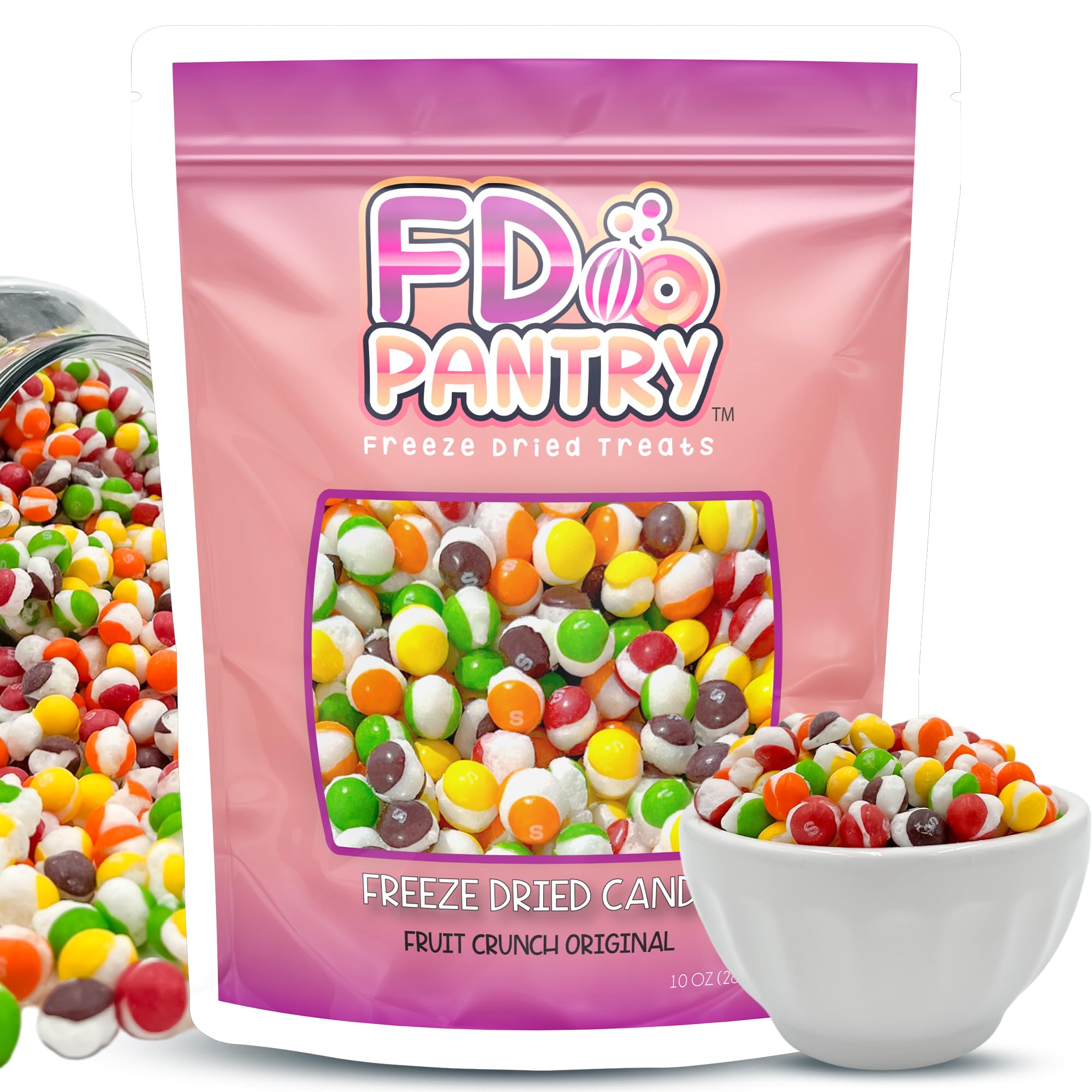 FD Pantry Freeze-dried strawberry candy delivers fruity flavor in a crisp bite.