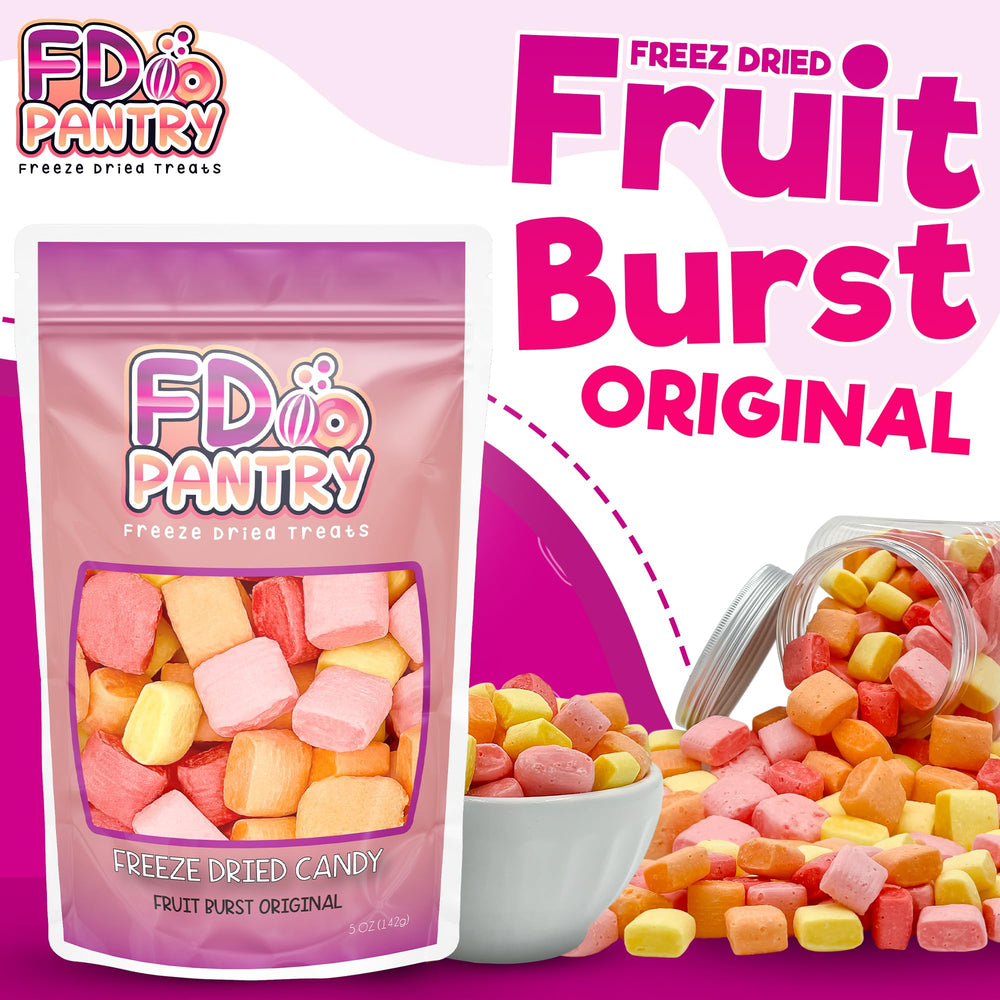 FD Pantry Fruit Burst Orange: tangy bite and satisfying crunch for travel snacking.