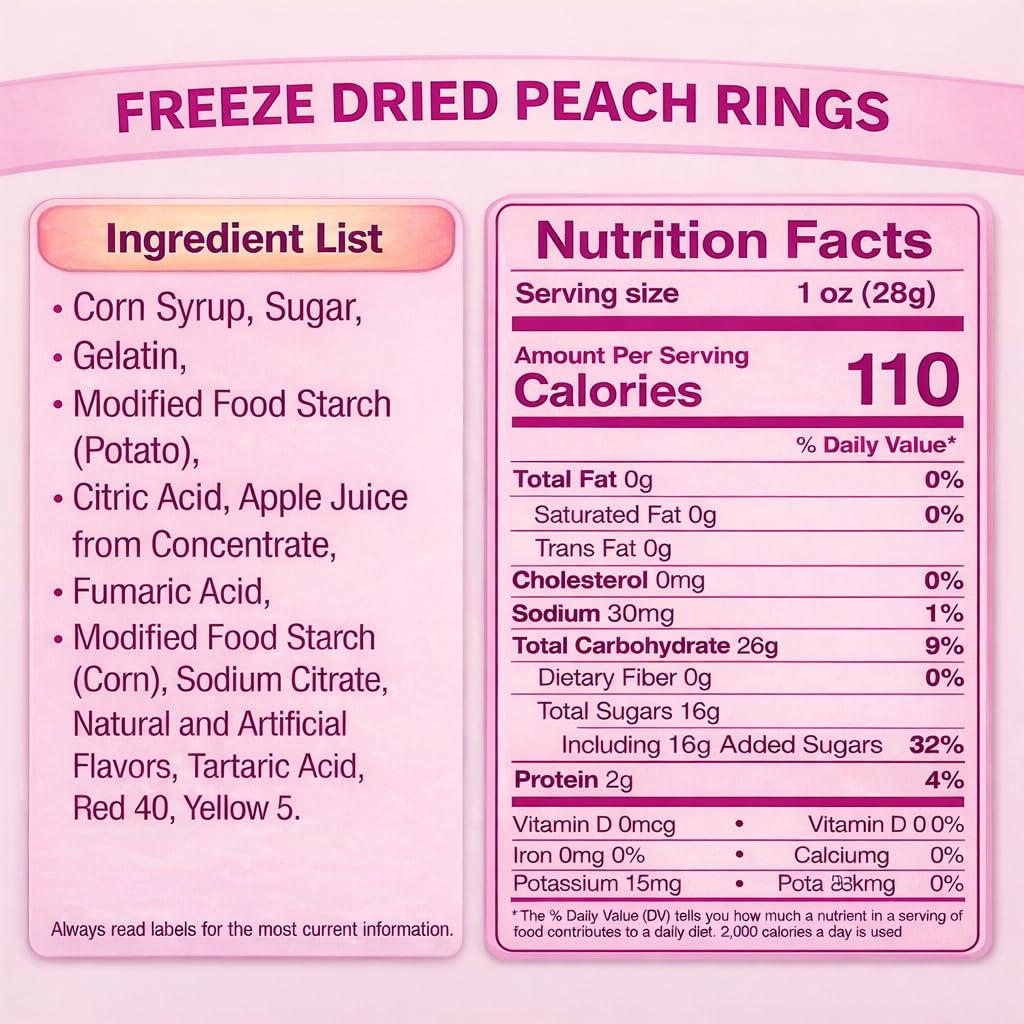 FD Pantry peach rings crunch highlights bold sweetness and airy bite.