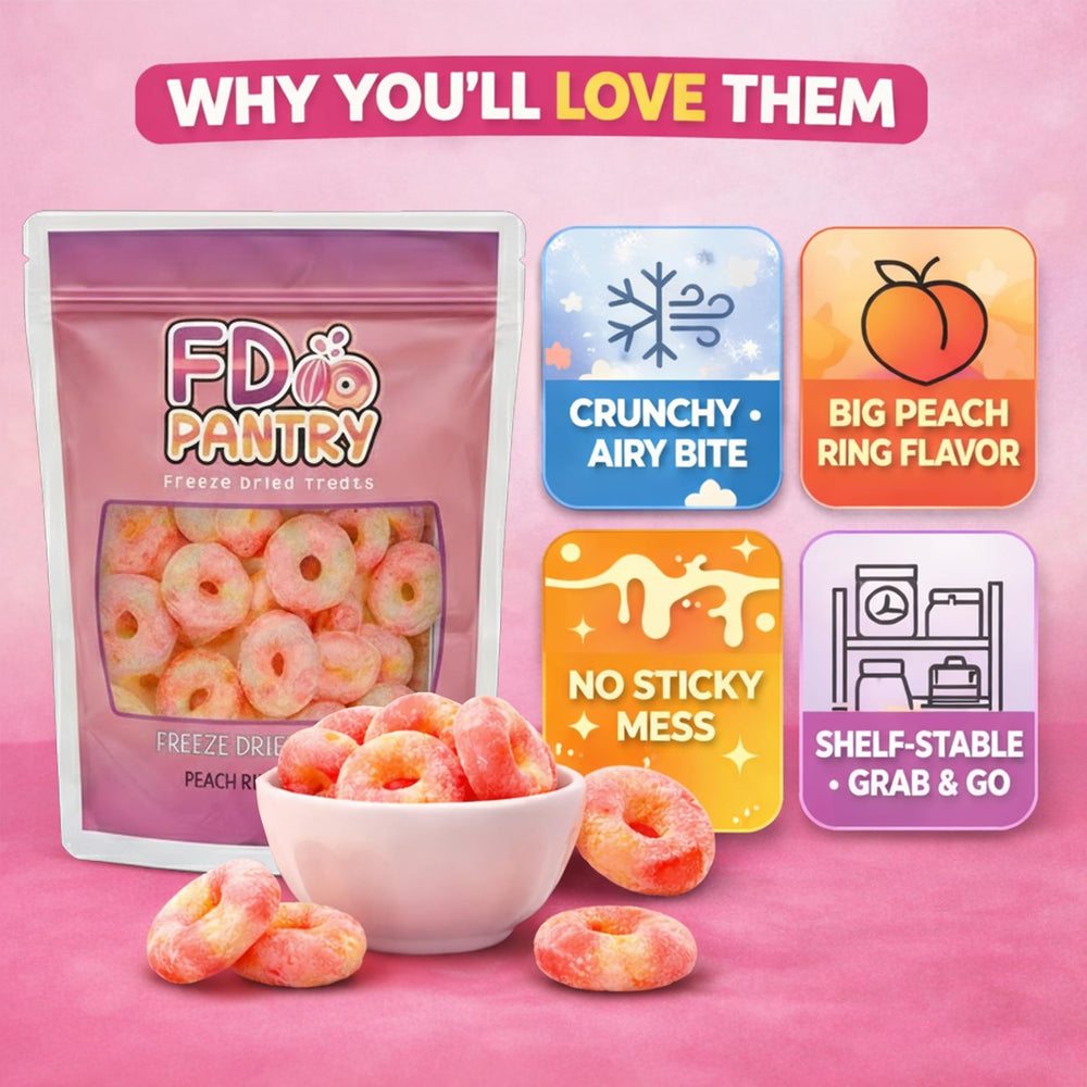 FD Pantry peach rings gift-ready packaging for candy lovers.