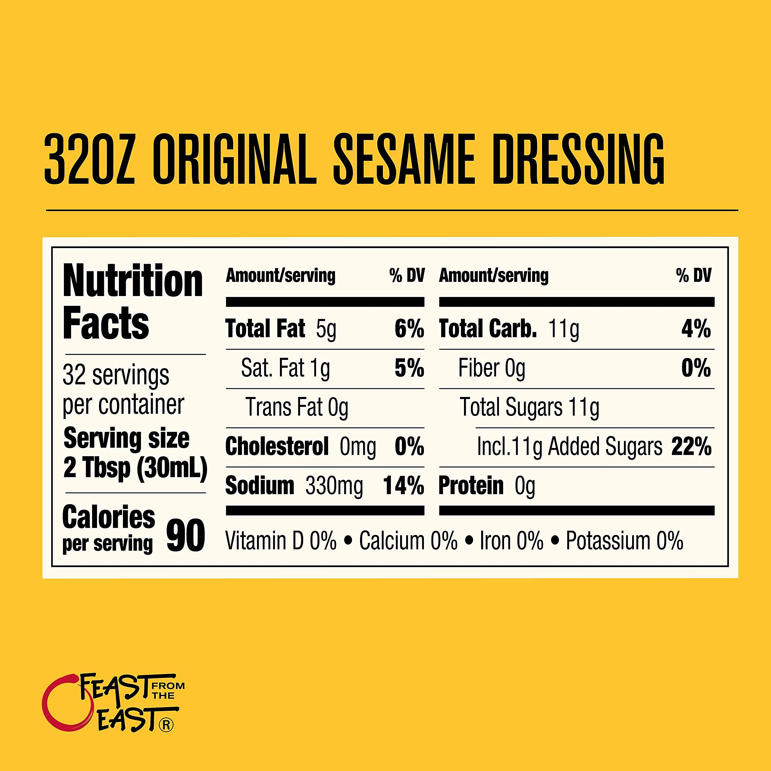 Feast From The East sesame dressing being poured over salad for a sweet-tangy glaze