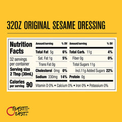 Feast From The East sesame dressing being poured over salad for a sweet-tangy glaze