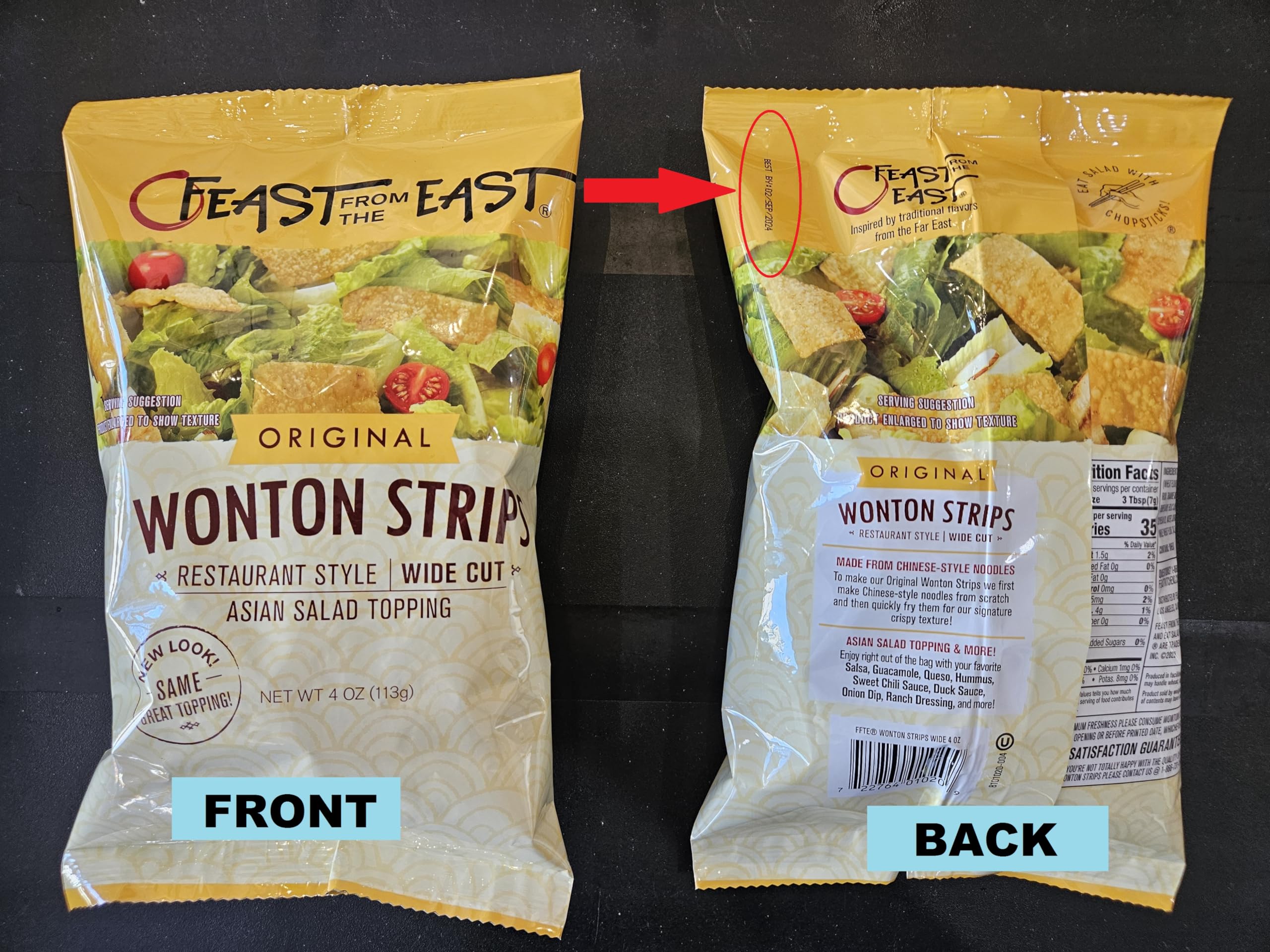 Feast From The East Wonton Strips 4oz portion for Asian-inspired plates.