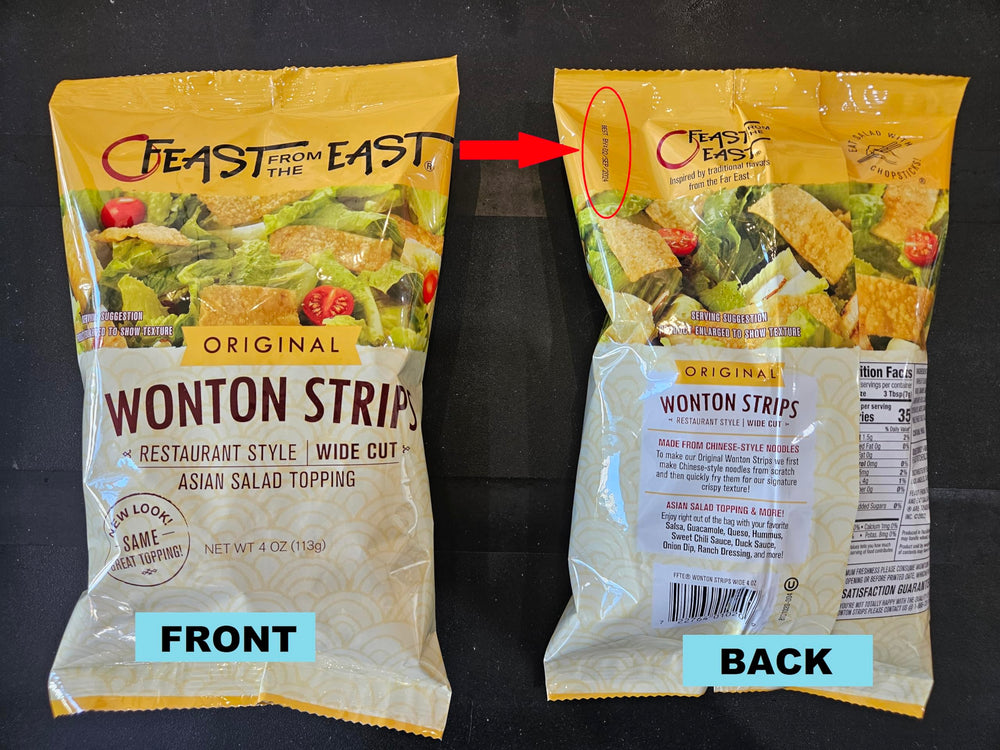 Feast From The East Wonton Strips 4oz portion for Asian-inspired plates.
