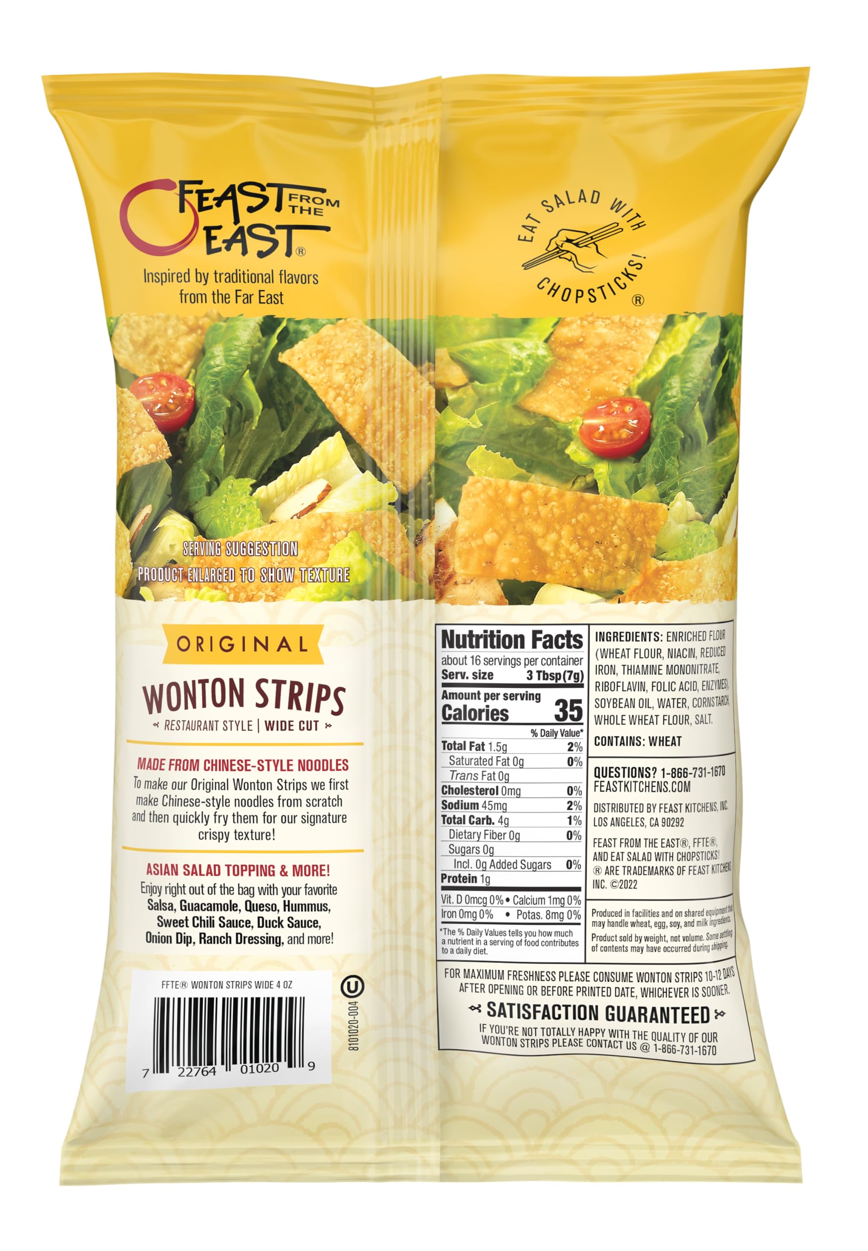 Feast From The East Wonton Strips wide cut closeup showing crisp texture.