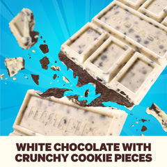 Feastables cookies creme white chocolate bar packaging, premium treat ready for gifting.