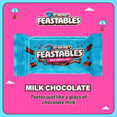 Feastables milk chocolate bar smooth-snap close-up showing refined texture.