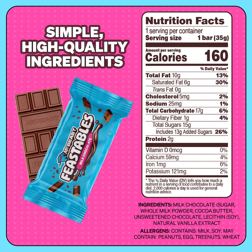 Feastables milk chocolate bar velvety cocoa butter close-up highlighting creamy texture.